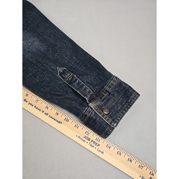 OLD NAVY Denim Full Front Snap Dress Women's Size 8 Pocket 3/4 Sleeve Vintage - Picture 11 of 11